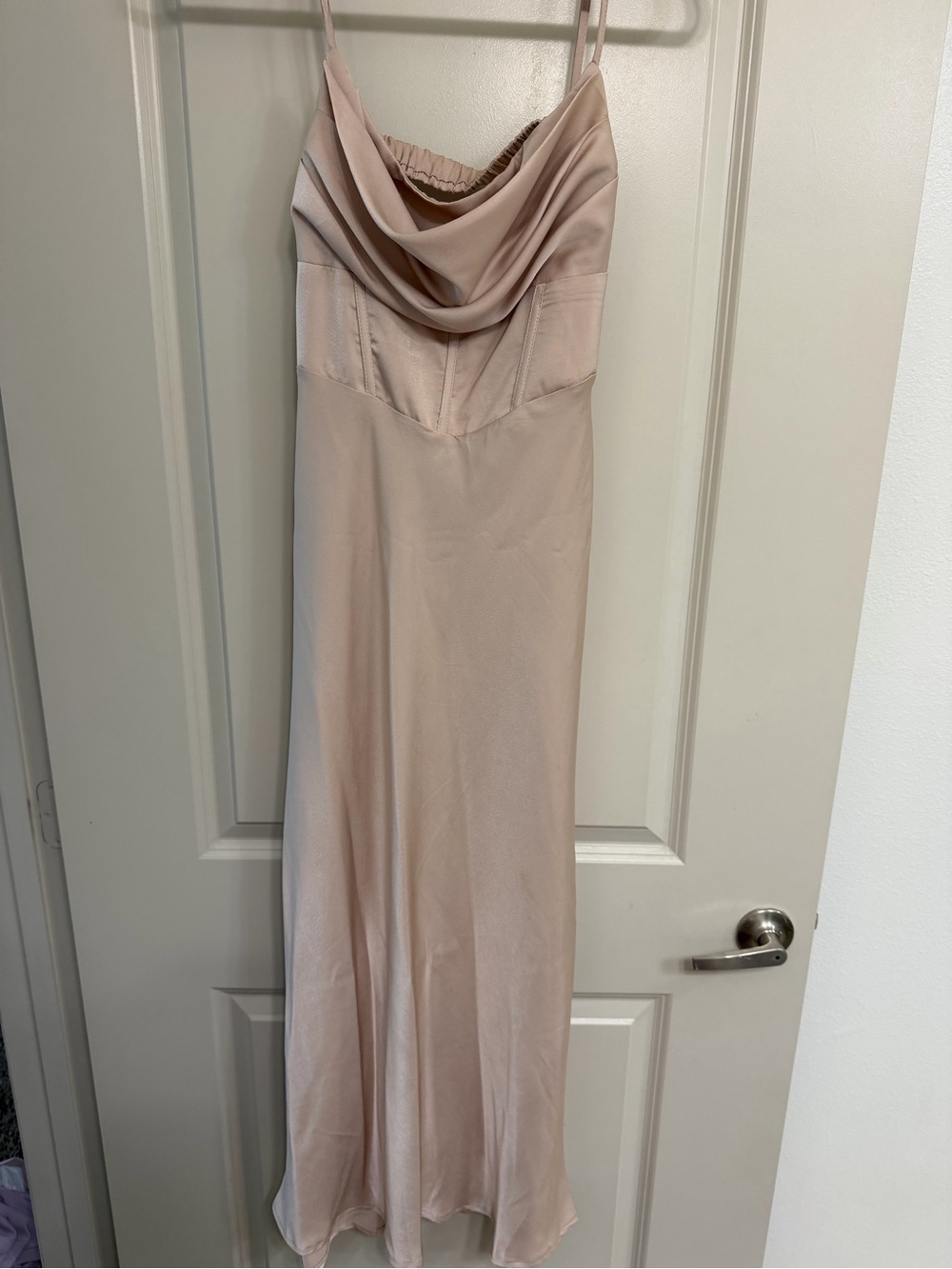Princess Polly Blush Satin Cowl Maxi Dress